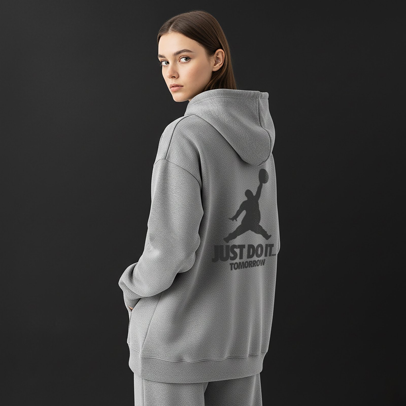 Grey “Just Do It Tomorrow” Pullover Hoodie